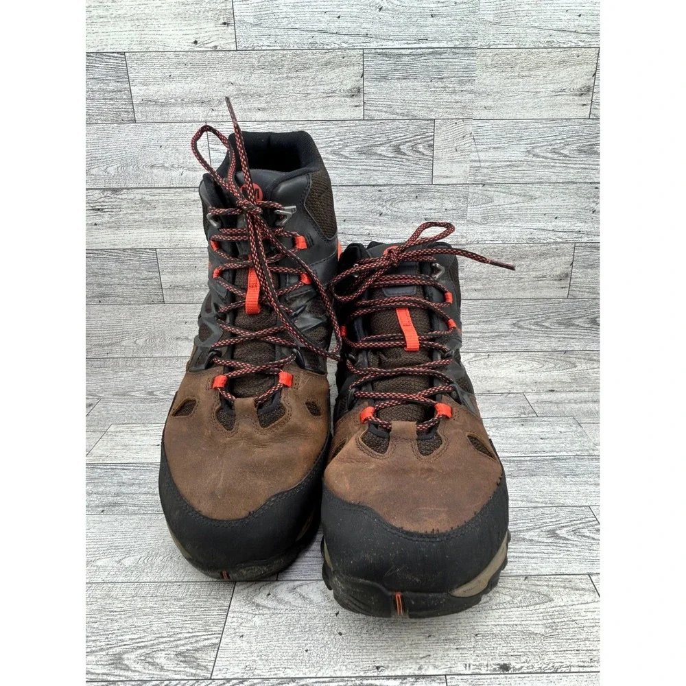 Merrell Clay Performance Men Sz 11.5 Hiking Boots Brown Orange Waterproof J09397